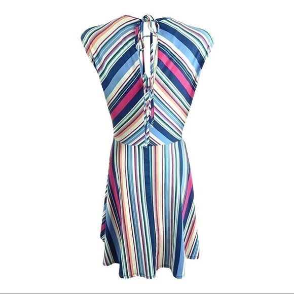 Bebop Multi Striped Cap Sleeve Skater Dress - Picture 3 of 5